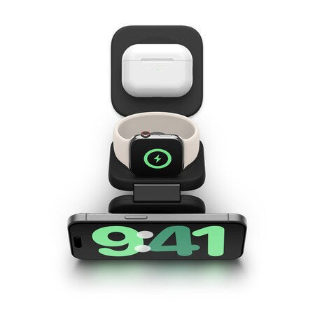 Qi2 3-in-1 Travel Wireless Charging Pad Black