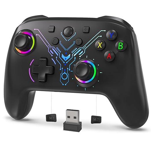 PC Controller, Wireless 2.4G PC Gaming Controller with RGB Light, Hall Effect Joysticks & Triggers, Programming, 1000mAh, Dual Vibration, Turbo, Switch Controller Compatible with for PC/Switch/Android/iOS