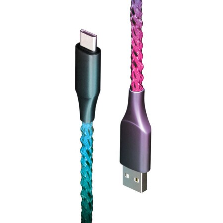 Lucid Charge LED USB-A to USB-C Cable Multi-Color