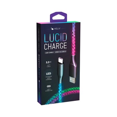 Lucid Charge LED USB-A to USB-C Cable Multi-Color