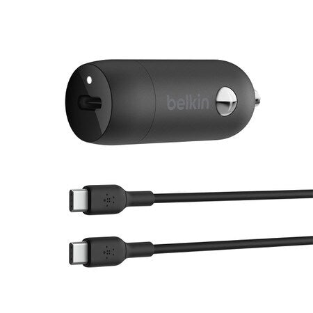 30W USB-C Power Delivery PPS Car Charger + USB-C to USB-C Cable Black