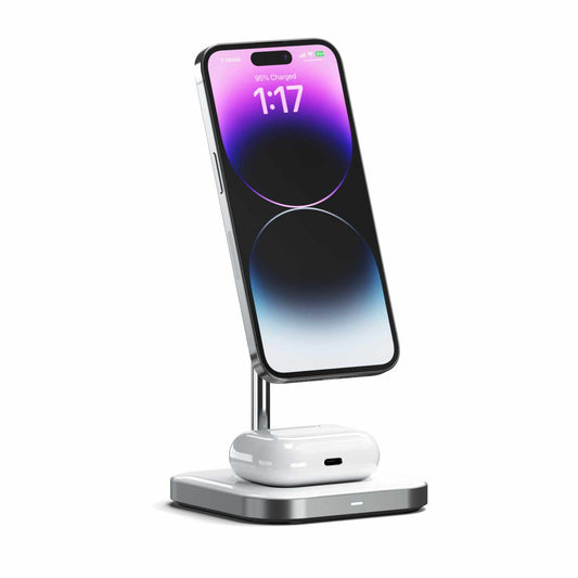 Aluminum 2-in-1 Magnetic Qi Wireless Charging Stand Space Grey