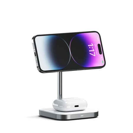 Aluminum 2-in-1 Magnetic Qi Wireless Charging Stand Space Grey