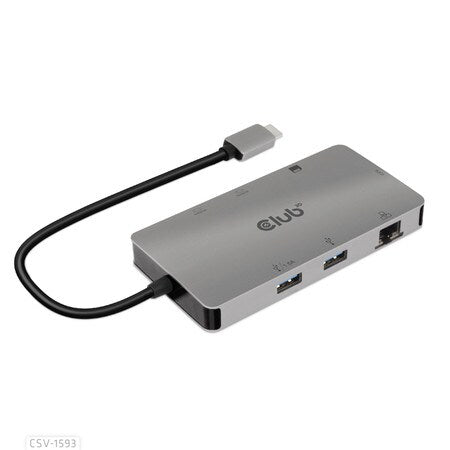 USB-C 3.2 Gen 1 8-in-1 Hub with 2X HDMI/2X USB/RJ45/SD/Micro SD Card Slots and USB-C Female Port Adapter Gray