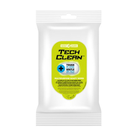 TechClean Plant Based Soapy Wipes (20 pack) Clear