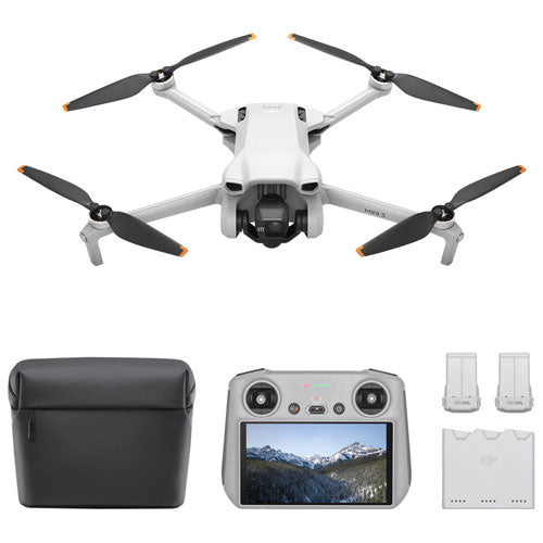 DJI Mini 3 Quadcopter Drone Fly More Combo & Remote Control with Built-in Screen (DJI RC) - Grey