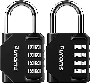 Puroma 2 Pack Combination Lock 4 Digit Locker Lock Outdoor Waterproof Padlock for School Gym Locker, Sports Locker, Fence, Toolbox, Gate, Case, Hasp Storage (Black)