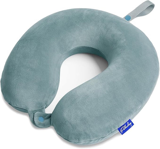 Fabuday Neck Pillows for Travel - Airplane Pillow for Long Flight with Attachable Snap Strap Washable Cover, Memory Foam Travel Rest Pillow for Airplanes, Plane, Neck Support for Adults