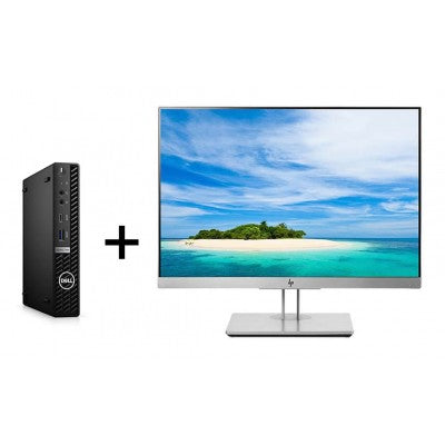 DELL 7090 Tiny: Core i5-10500T 2.30GHz 8G No-HDD + HP EliteDisplay E223 21.5'' Monitor HDMI/DP/VGA/VESA, silver IPS 1080P, 30 Days Warranty