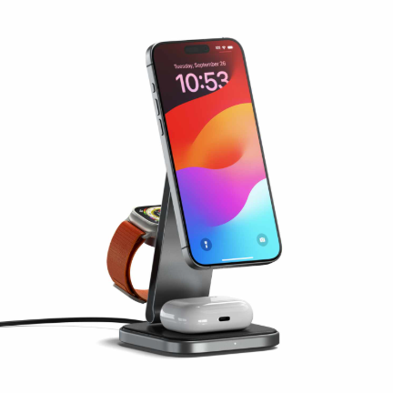 3-In-1 Foldable Qi2 Wireless Charging Stand Space Grey